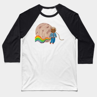 Space Cat Farting Rainbows Baseball T-Shirt